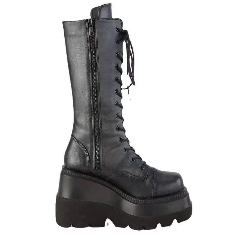 Damen Schnürstiefel im Urban-Style mit stabiler Sohle Drune