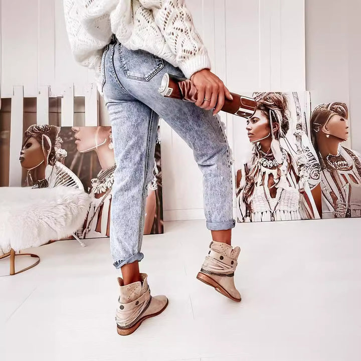 Damen Destroyed Boyfriend Jeans im lässigen Vintage-Stil mit hohem Bund Drune