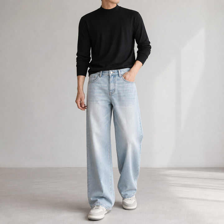 Damen High-Waist Wide-Leg Jeans aus softem Denim mit weitem Bein Drune