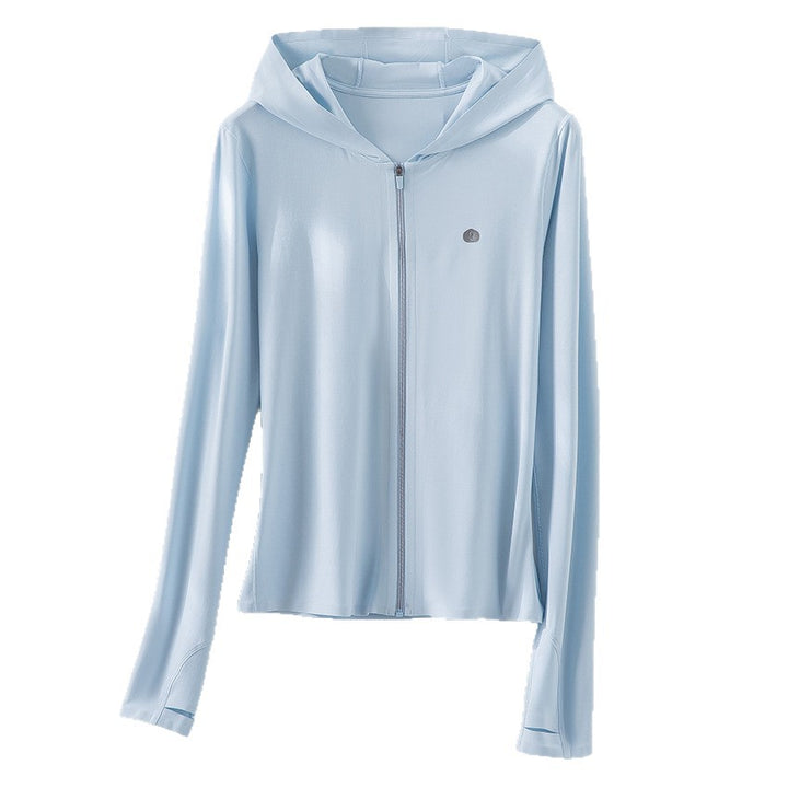Damen Leichte Kapuzenjacke mit durchgehendem Reißverschluss, Slim‑Fit und Daumenloch Drune
