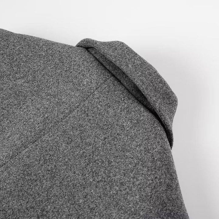 Damen eleganter langärmeliger Wollmantel mit Doppelreiher und hohen Taschen Drune