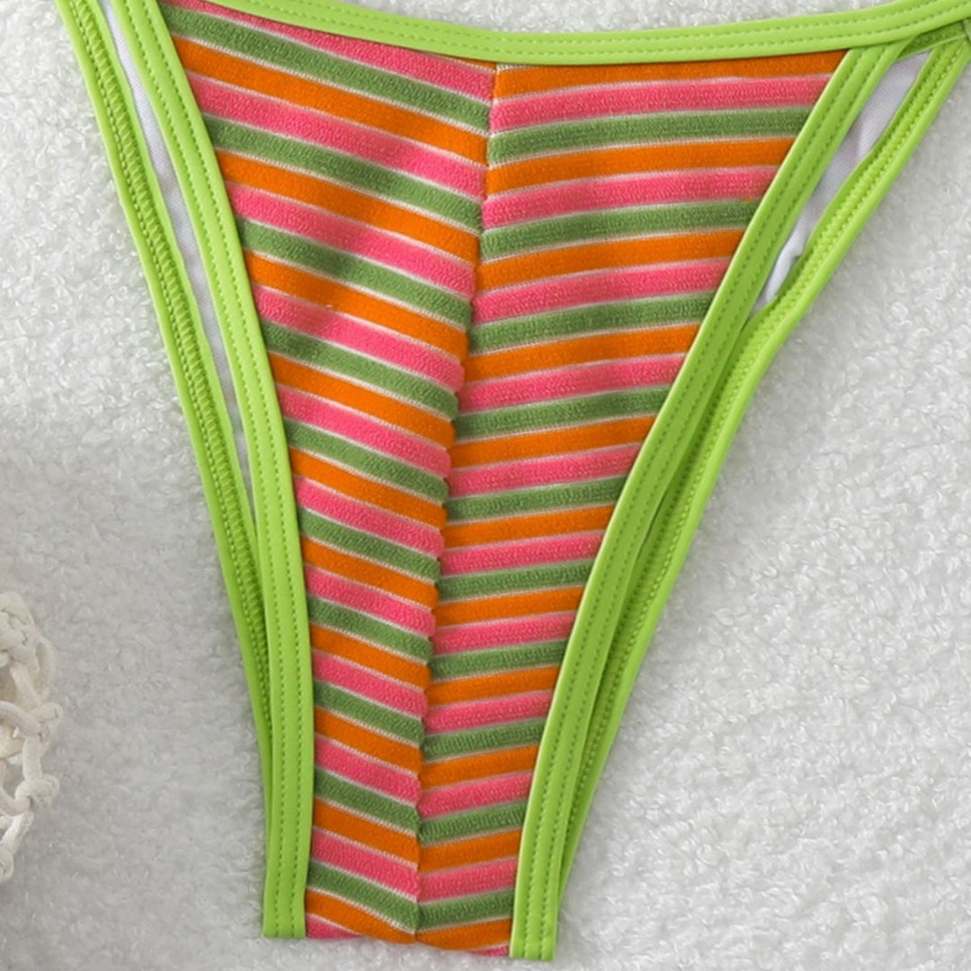 Damen Triangel-Bikini mit leuchtend bunten Streifen Drune