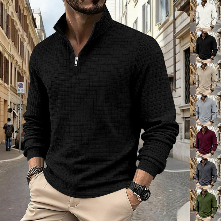Herren sportlicher Pullover im strukturierten Design mit hallem Reißverschluss Drune