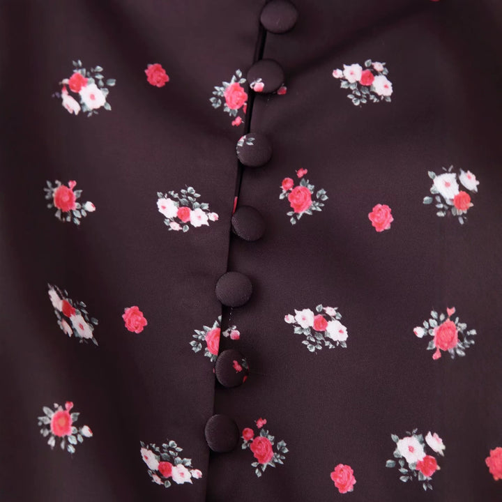 Damen Langärmliges Maxikleid mit Stehkragen, durchgehender Knopfleiste und floralem Alloverprint Drune