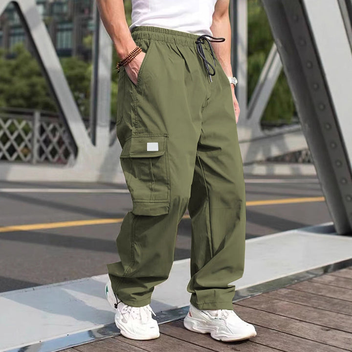 Herren lässige Cargo-Hose mit elastischem Bund und multifunktionalen Taschen Drune