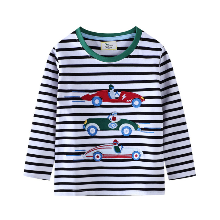 Jungen Langarm T-Shirt mit buntem Rennwagen-Motiv Drune