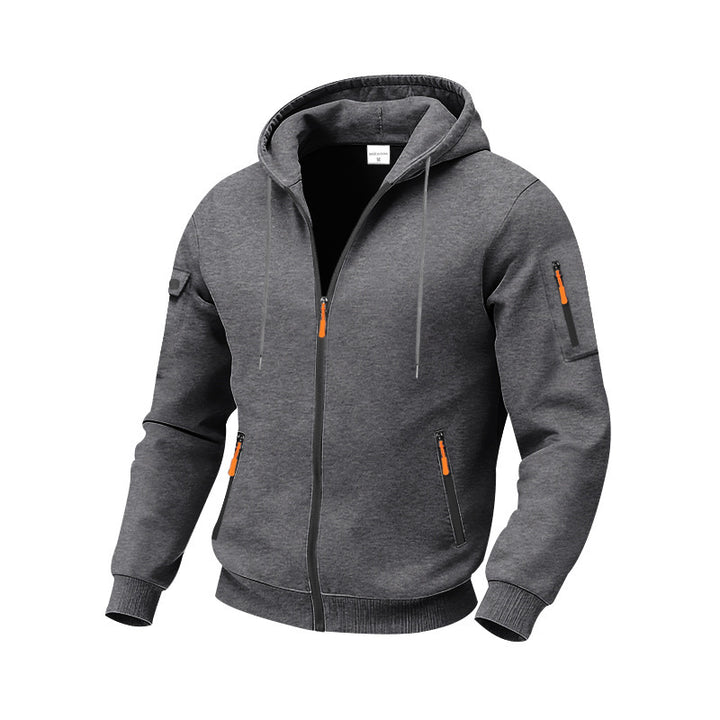 Herren nan technische Kapuzenjacke mit Reißverschluss, zipptaschen und Ärmeltasche Drune