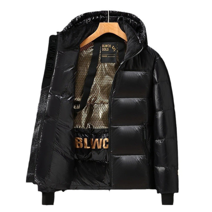 Unisex Glänzender Steppparka mit metallic‑Innenfutter und Tragegurten Drune
