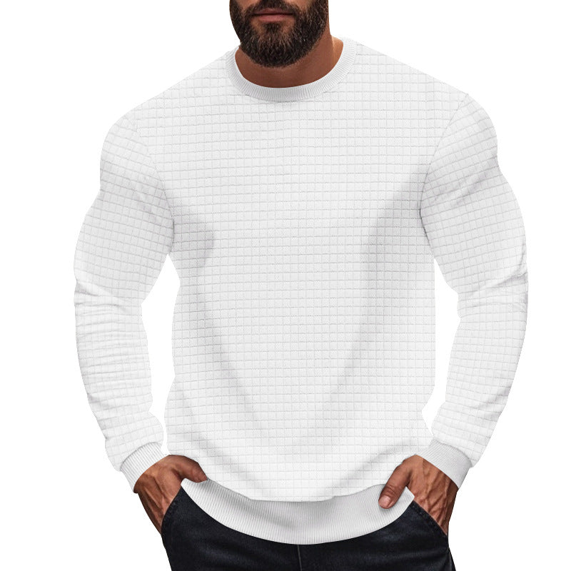 Herren nan strukturiertes Karo-Strick-Sweatshirt mit Rundhalsausschnitt und körperbetonter Athletik-Passform Drune