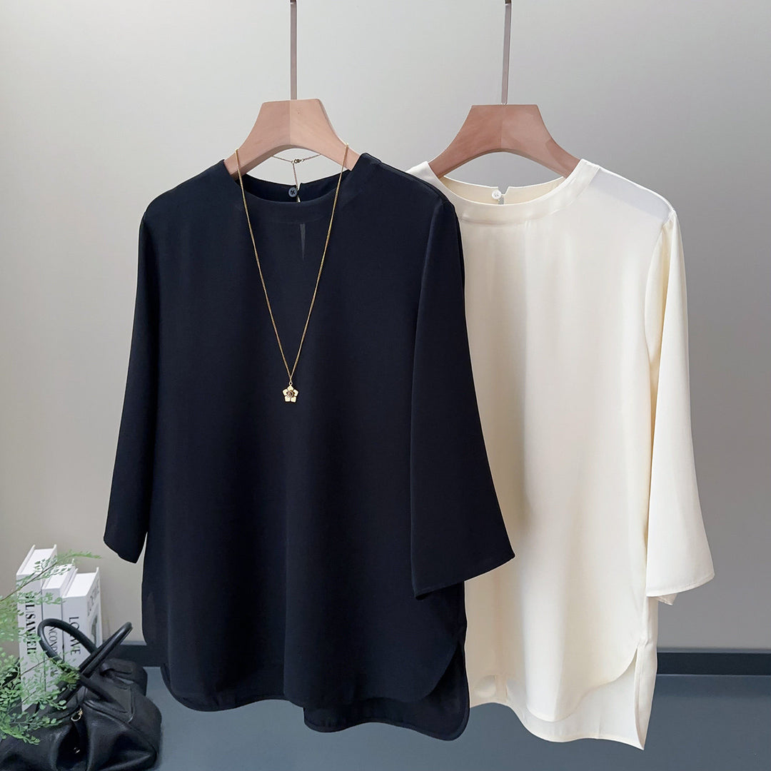 Damen Elegante und luftige Bluse mit drei Viertel-Ärmeln Drune