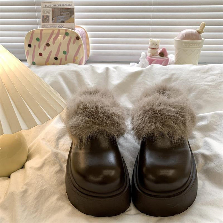 Damen Flauschige Clogs mit hochwertigem Kunstfell und robuster Sohle Drune