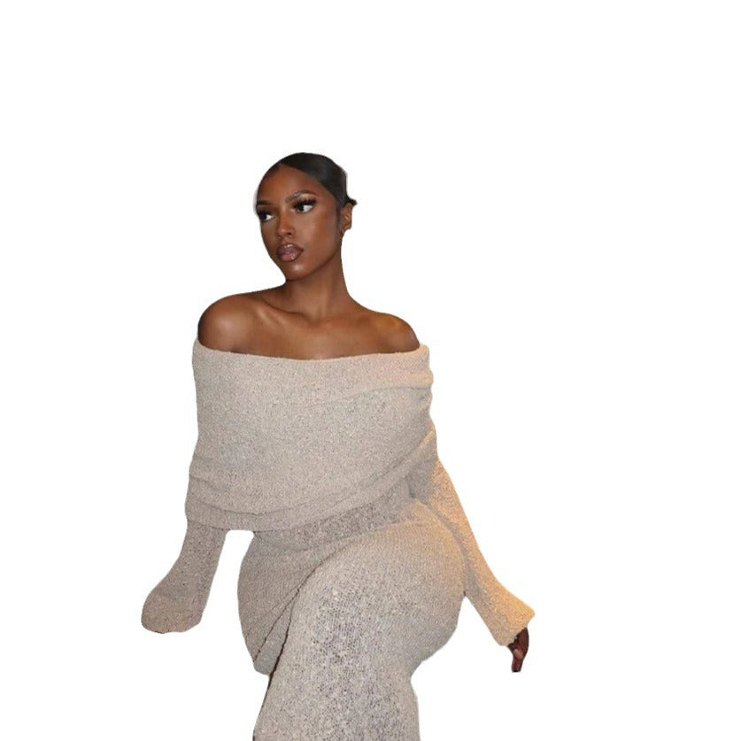 Damen Strickkleid mit Off-Shoulder Design und glitzerndem Effekt Drune