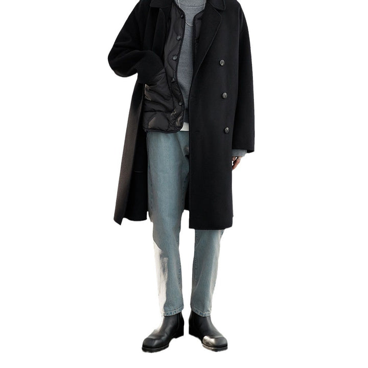 Herren Oversized Wollmantel mit Doppelreiher und Reverskragen Drune