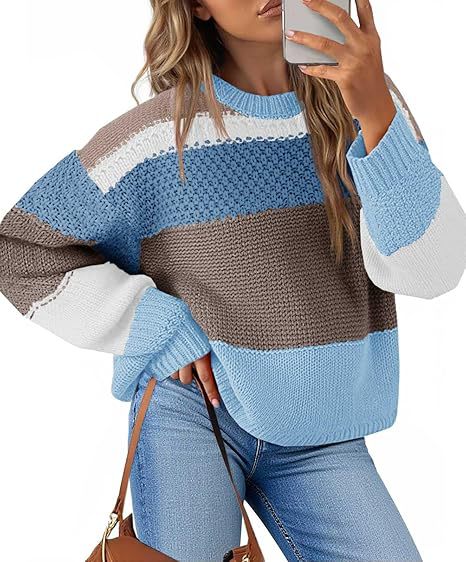 Damen Grobstrickpullover mit Farbblockdesign und oversized Schnitt Drune