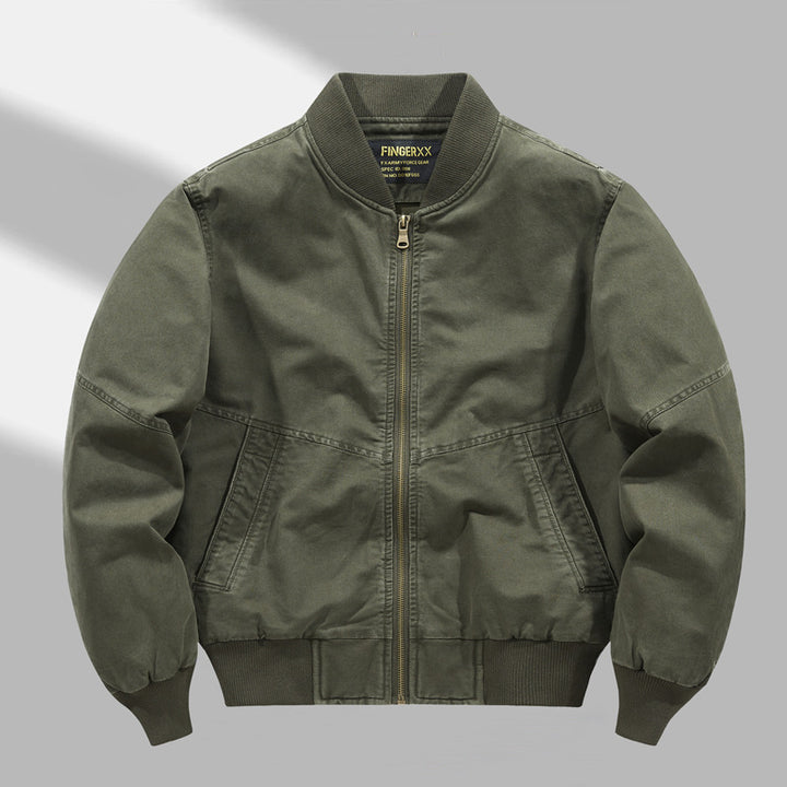Men's  relaxed cotton-twill bomber jacket with reinforced seam panels and ribbed cuff hem Drune