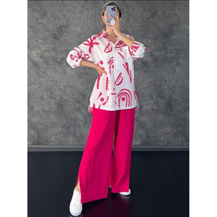 Damen Lässige Oversized-Bluse mit grafischem Druck und weiter Passform Drune
