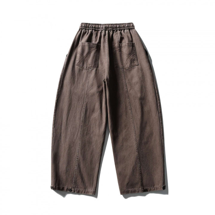 Unisex Weite Ballonhose aus Baumwollmix mit Tunnelzugbund und dekorativen Abnähern Drune