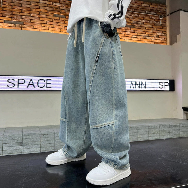 Herren lässige Utility-Jeans mit breitem Bein Drune