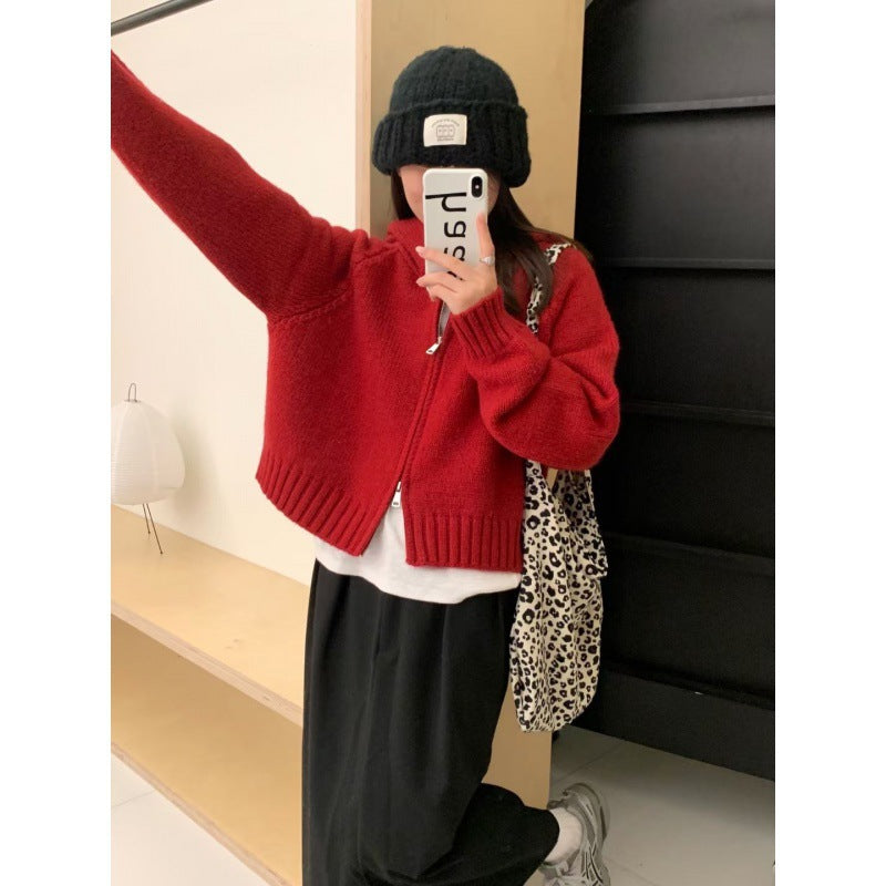 Damen Kuscheliger Hoodie-Cardigan mit Reißverschluss und großen Taschen Drune