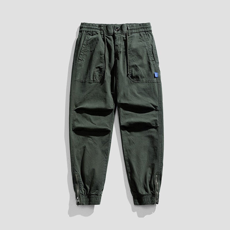 Herren Relaxed-Fit Canvas-Cargo-Jogger mit elastischem Tunnelzugbund, aufgesetzten Fronttaschen und Reißverschluss-Bündchen Drune