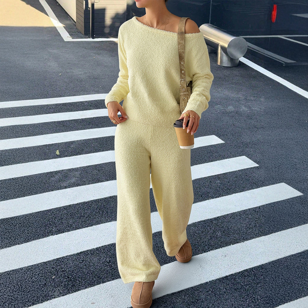 Damen lässiges Jumpsuit-Set mit weitem Bein und off-shoulder Design Drune