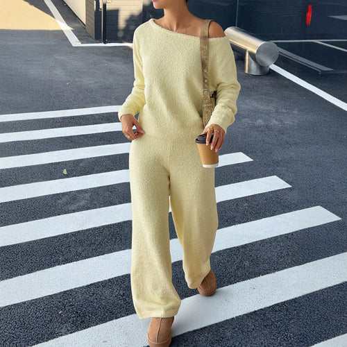 Damen lässiges Jumpsuit-Set mit weitem Bein und off-shoulder Design Drune