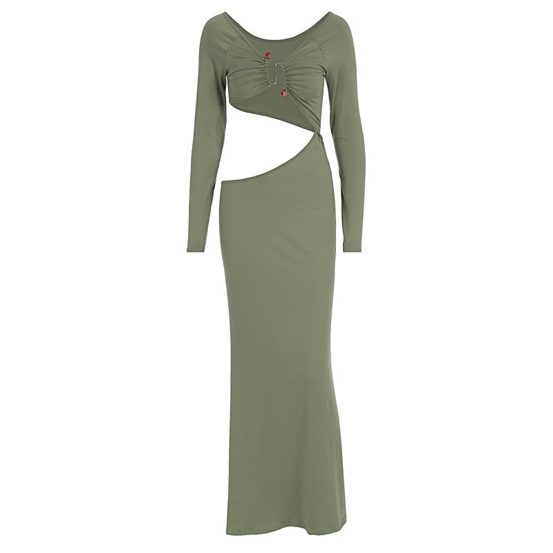 Damen atemberaubendes Wickelmaxikleid mit figurbetontem Schnitt und strategischen Cut-Outs Drune
