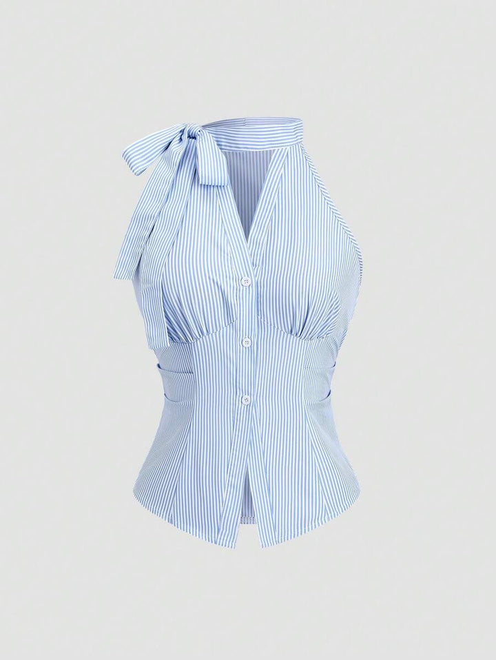 Damen sommerliche Bluse mit Rippstruktur Drune