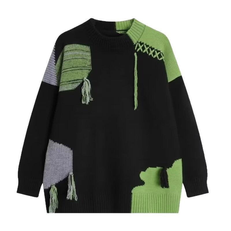 Herren Lässiger Grobstrickpullover mit kreativem Muster Drune