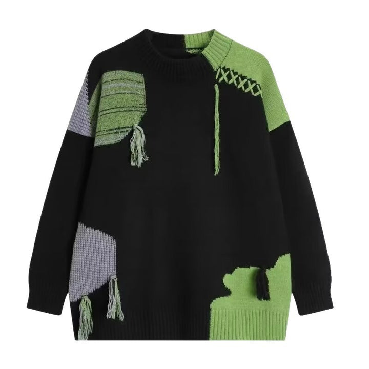 Herren Lässiger Grobstrickpullover mit kreativem Muster Drune
