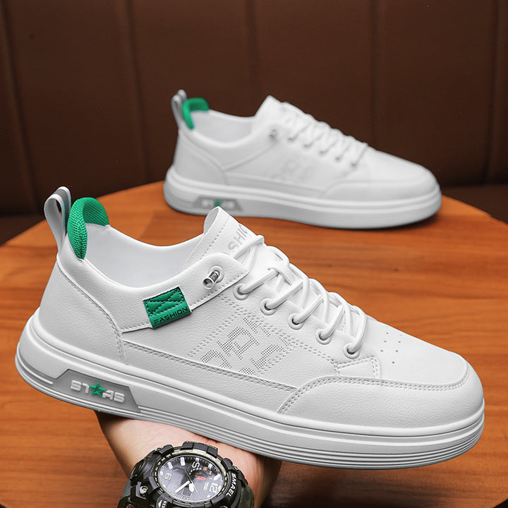 Herren minimalistische Kunstleder-Sneaker mit belüfteter Zehenperforation und gepolsterter Fersenschlaufe Drune