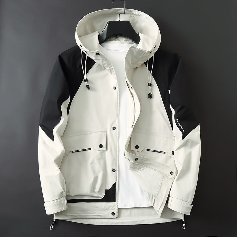 Herren Technische Parka-Jacke im Utility-Stil mit Kapuze, wind- und wasserabweisender Shell Drune