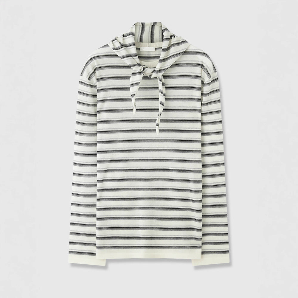 Damen lässiges Langarmshirt mit modischem Bindegürtel Drune
