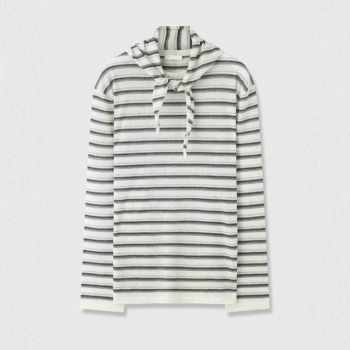Damen lässiges Langarmshirt mit modischem Bindegürtel Drune