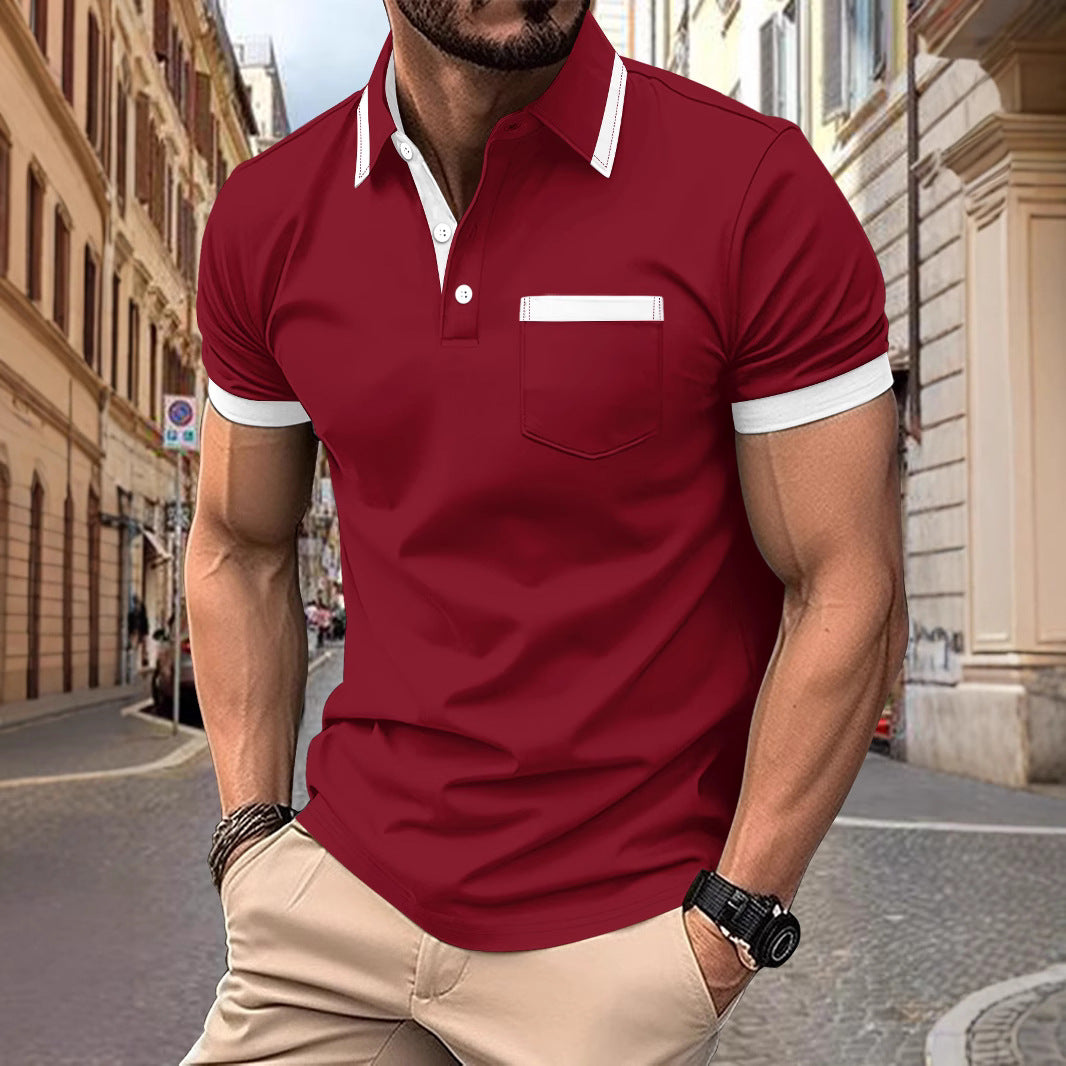 Herren modernes Polo-Shirt mit Kontrastkragen Drune