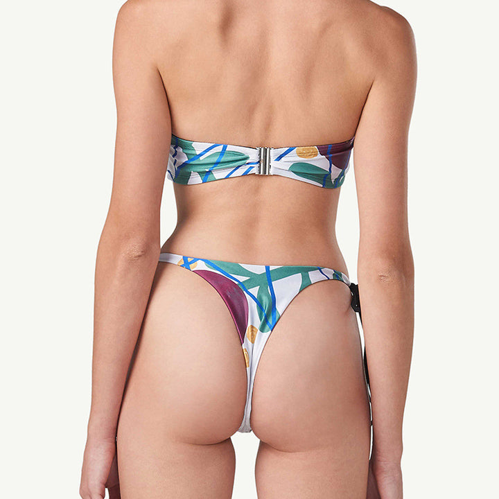 Damen Bandeau-Bikini mit verspieltem Muster und Bindebändern Drune