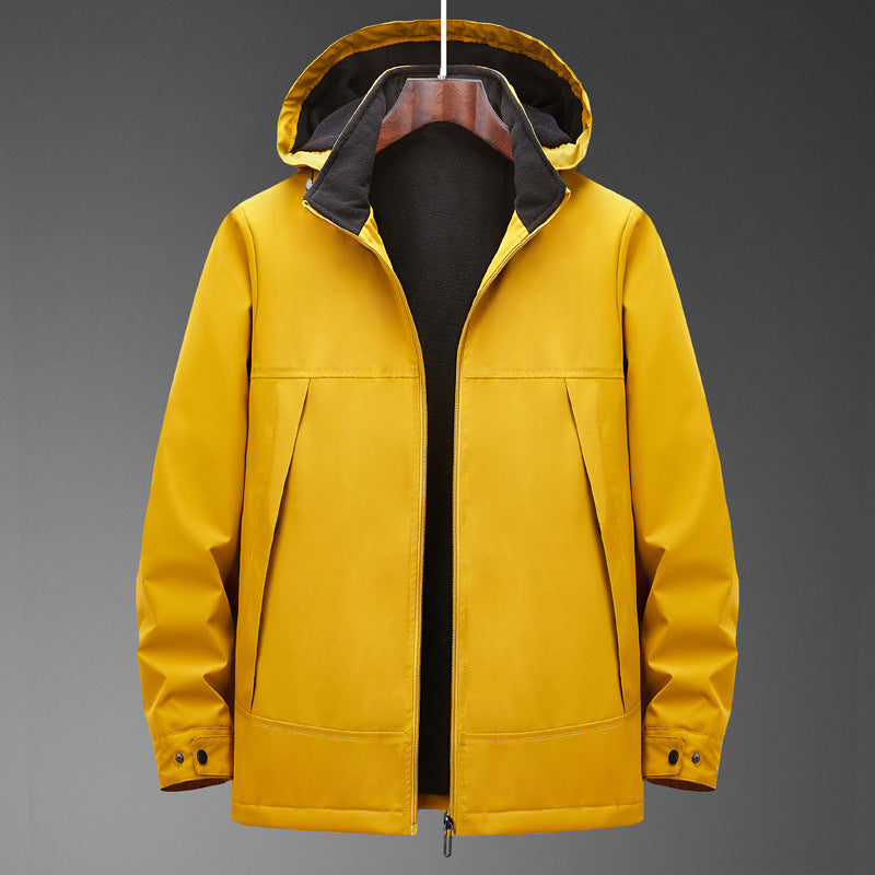 Herren Softshell-Übergangsjacke mit wärmendem Fleece-Innenfutter und Kapuze Drune