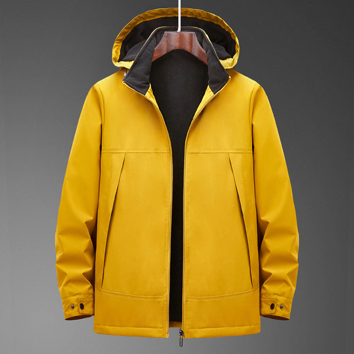 Herren Softshell-Übergangsjacke mit wärmendem Fleece-Innenfutter und Kapuze Drune
