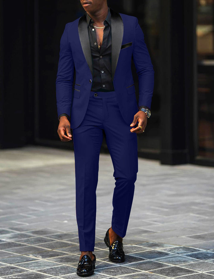 Herren Eleganter Slim-Fit Smokinganzug mit Schalkragen und taillierter Silhouette Drune