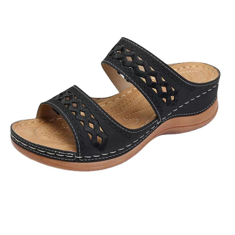 Damen Komfortable und modische Mules mit breiten verstellbaren Riemen Drune