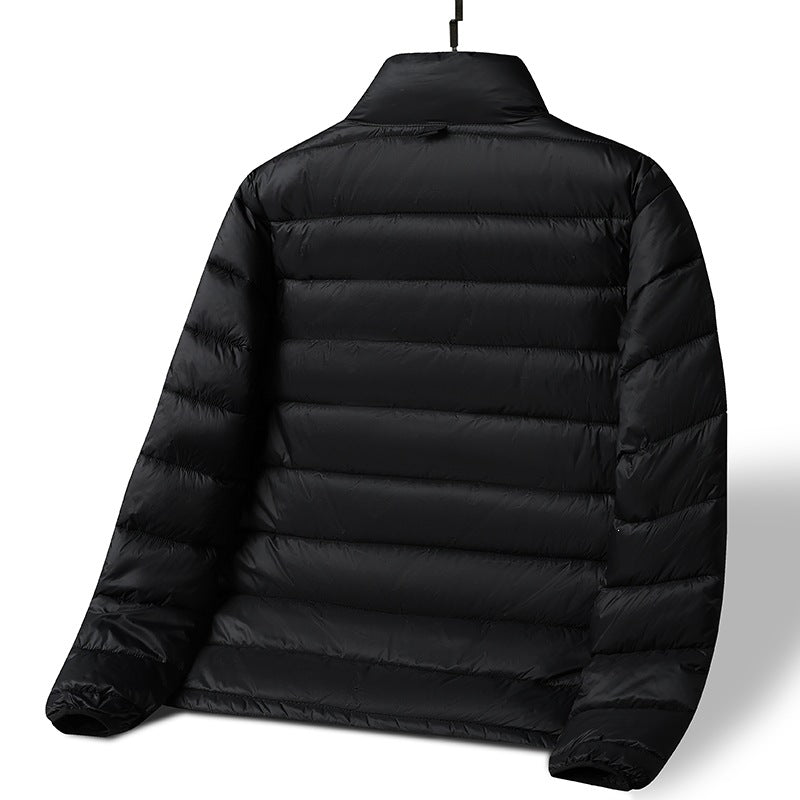 Herren Leichte ultrawarme packbare Steppjacke mit horizontaler Steppung, hohem Stehkragen und Zwei-Wege-Reißverschluss Drune