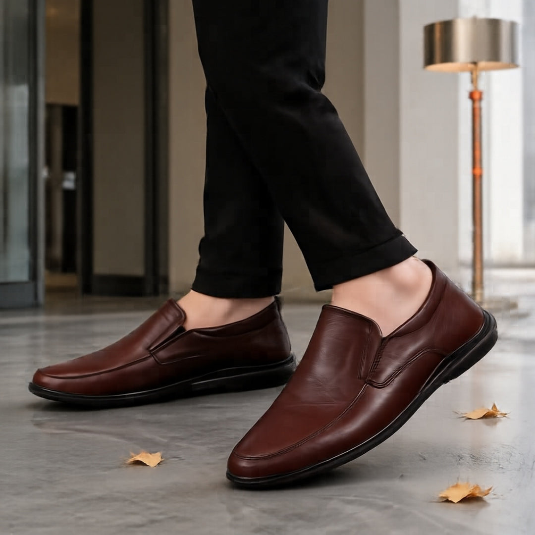 Herren Elegante Slip-On Lederslipper Drune
