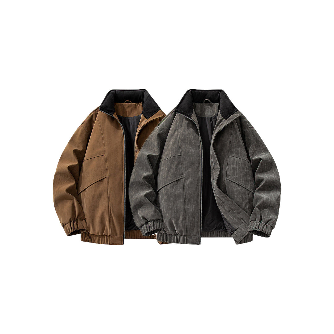 Herren weite funktionale Jacke mit Stehkragen und Reißverschluss Drune