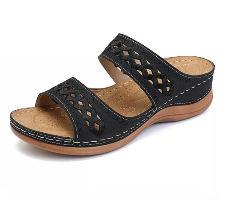 Damen Komfortable und modische Mules mit breiten verstellbaren Riemen Drune