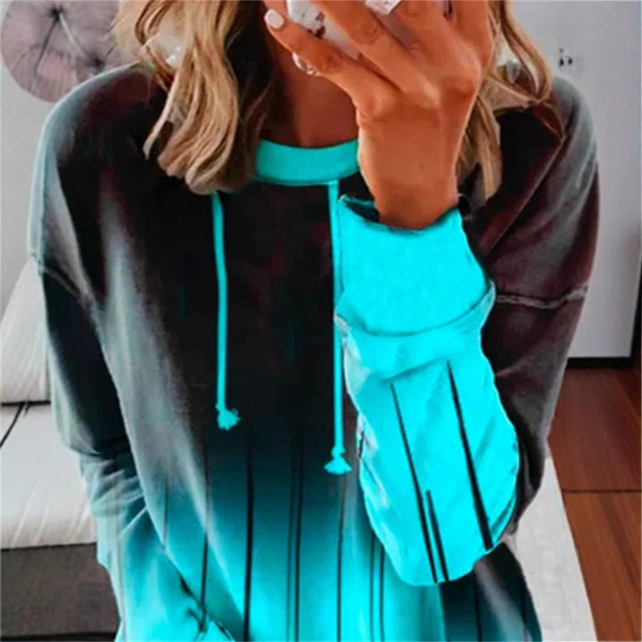 Damen nan Relaxed-Fit Kapuzen-Sweatshirt mit Ombre-Effekt, Kordelzug, abgerundetem Saum und seitlichen Schlitzen Drune
