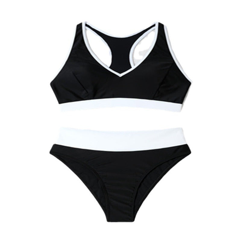 Damen Sportlicher Bikini-Set mit hohem Bund Drune