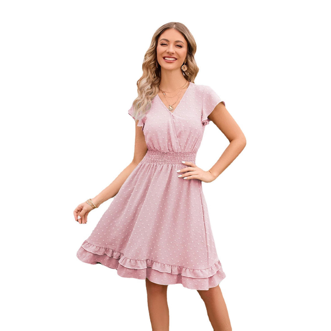 Damen Verspieltes Freizeitkleid mit elastischem Bund und Rüschendetails Drune