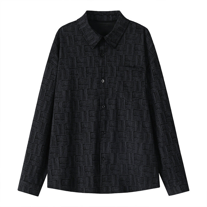 Herren Overshirt-Jacke aus strukturierter Baumwollmischung mit Karomuster-Relief Drune