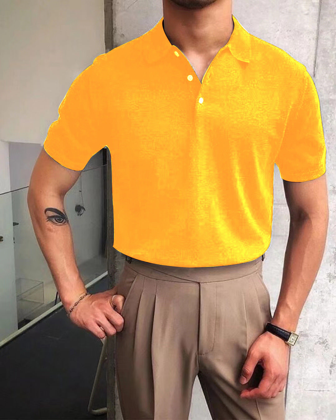 Herren nan Premium-Feinstrick-Poloshirt mit offenem Hemdkragen und dezenter Knopfleiste Drune
