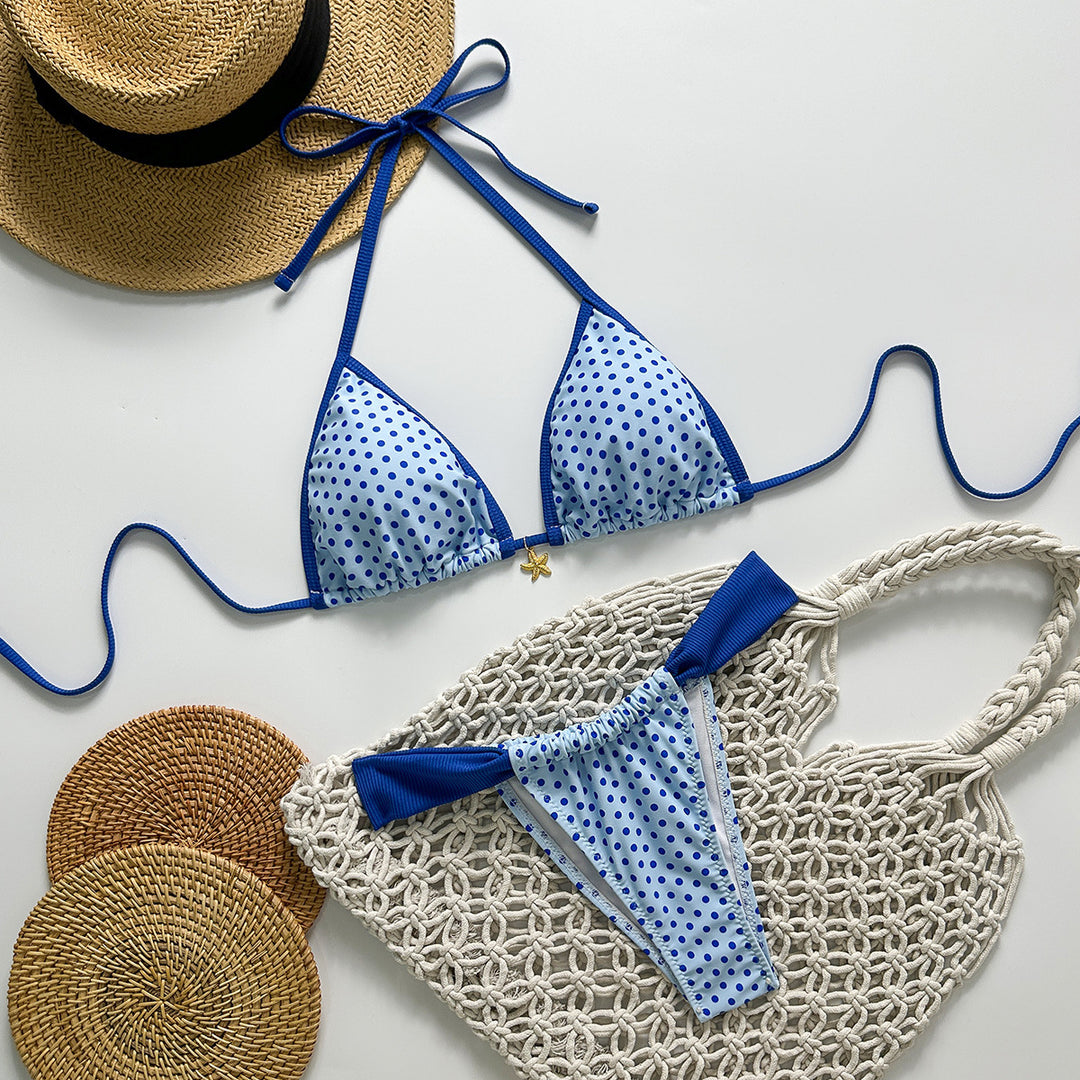 Damen Triangel-Bikini mit stilvollen Punktemuster Drune